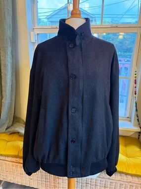 Men's Cashmere Bomber Jacket with Stand Collar